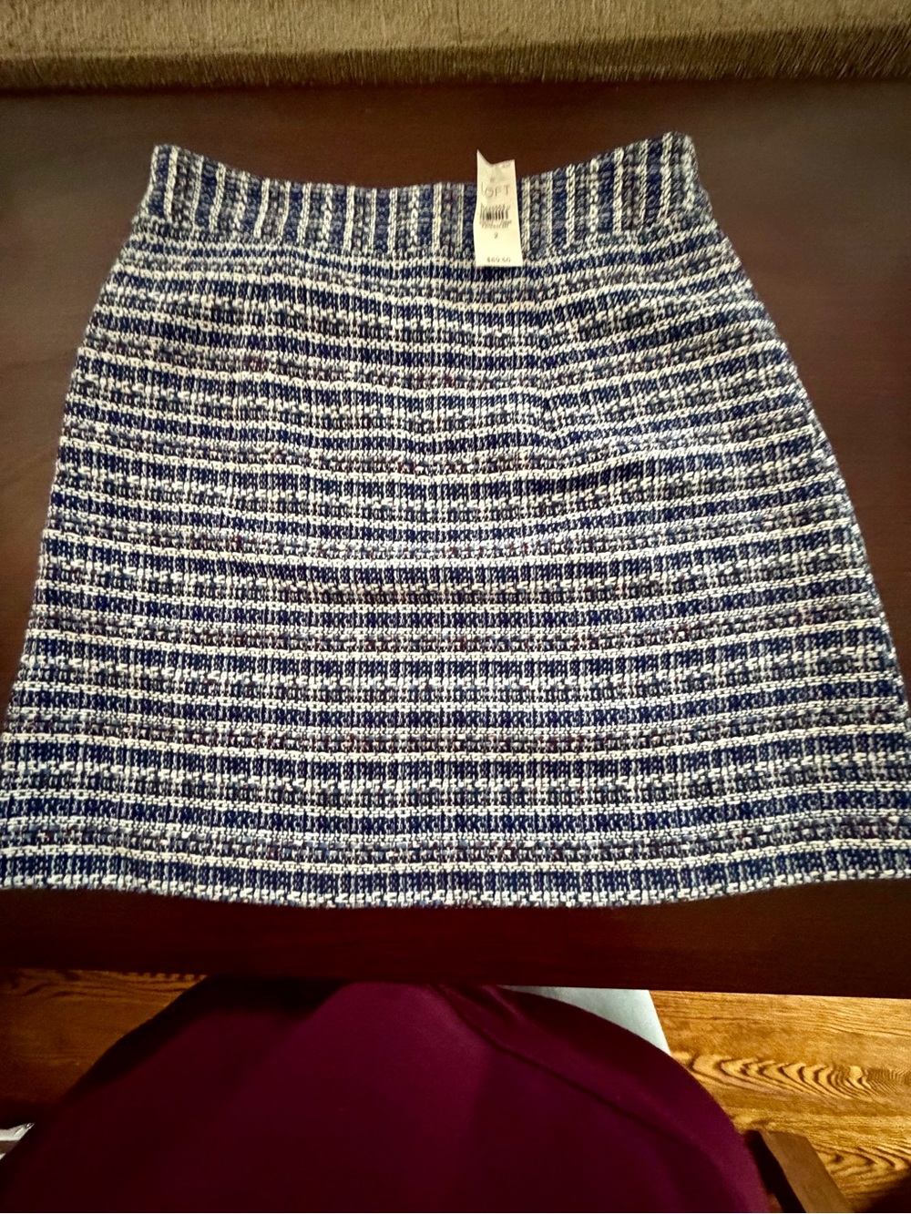 Loft Tweed mini skirt, navy, black, white, size 2, NWT - Picture 7 of 10